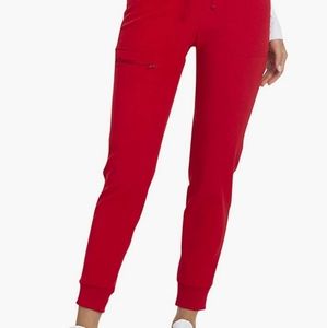 HeartSoul Break On Through Women Scrubs Pant Low Rise size Large Petite in Red